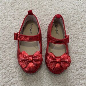 Cat & Jack Sparkly Red Bow Dress Shoes - Size 7